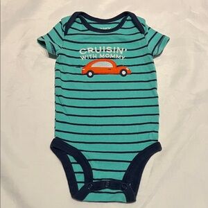 “Bundle 10/$13” Carter's 3M Green and Navy Striped Bodysuit boy short sleeve